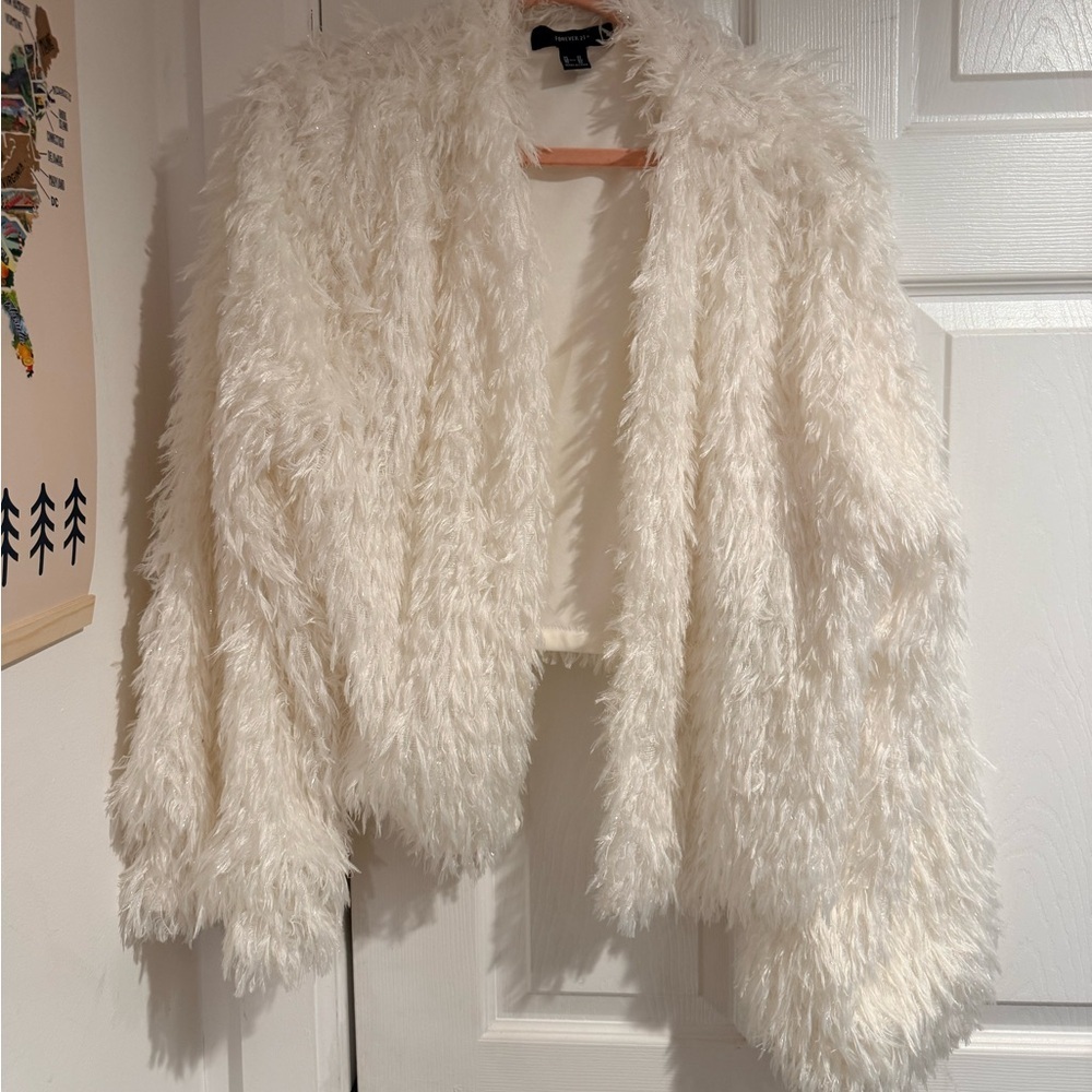 Forever 21 Cozy Cream Teddy Jacket